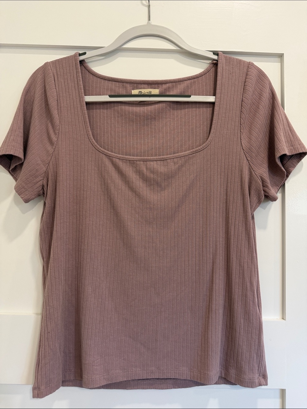 NOT FOR SALE Madewell Ribbed Square-Neck Short Sleeve Tee in Dusty Rose
